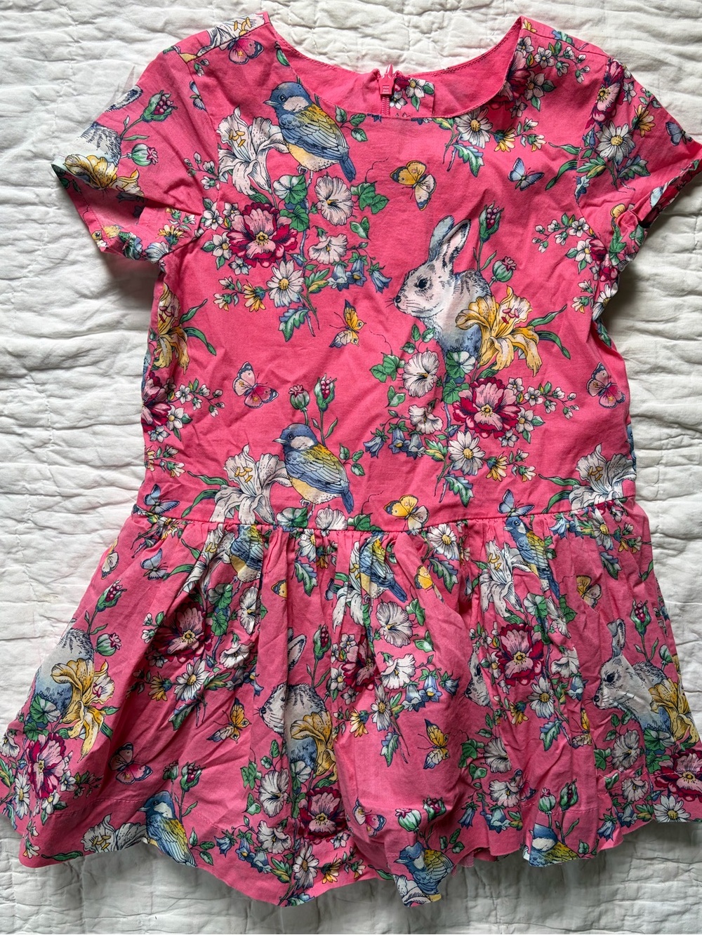 GAP Pink Floral Bunny Short Sleeve Dress